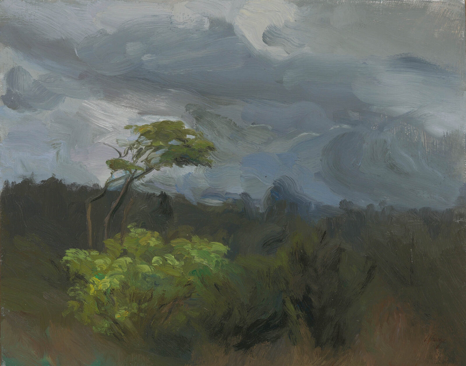Liza Visagie - Approaching Storm. Oil on Board 9 x 11 inches